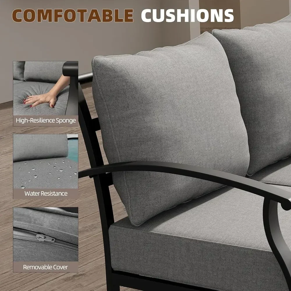 Grey Outdoor Metal Patio Furni - Outdoor Furniture Metal Chairs recension och pris